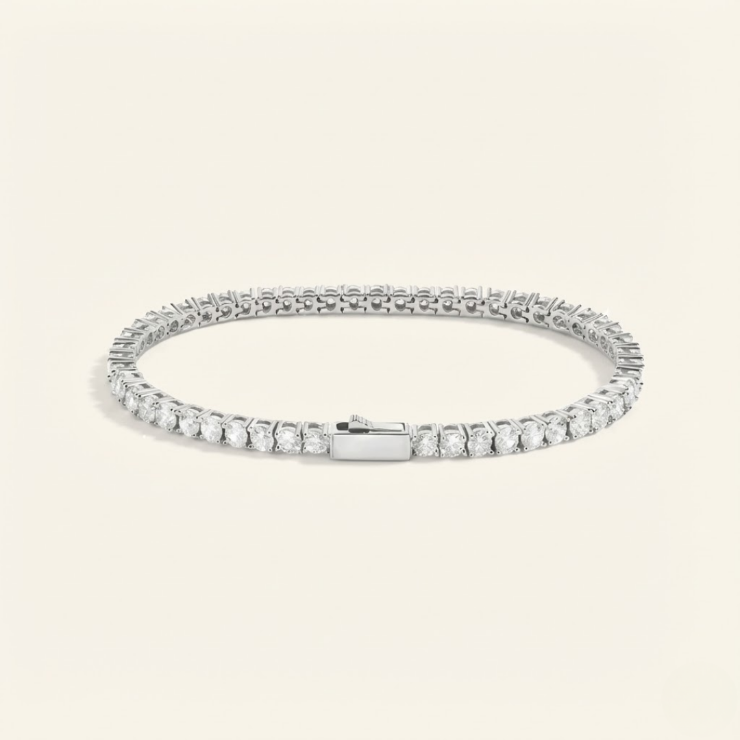Avery | Sculpted Moissanite Tennis Bracelet 3mm | Silver