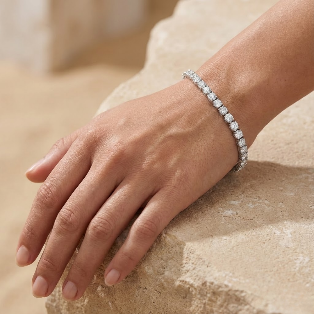 Avery | Sculpted Moissanite Tennis Bracelet 3mm | Silver