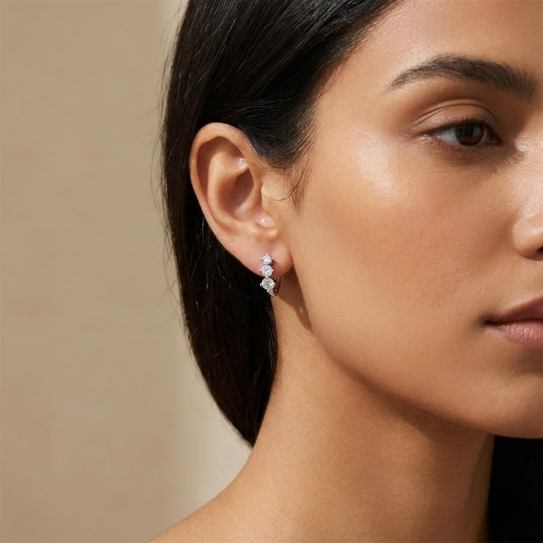 Emily | Moissanite Sparkle Earrings | Silver