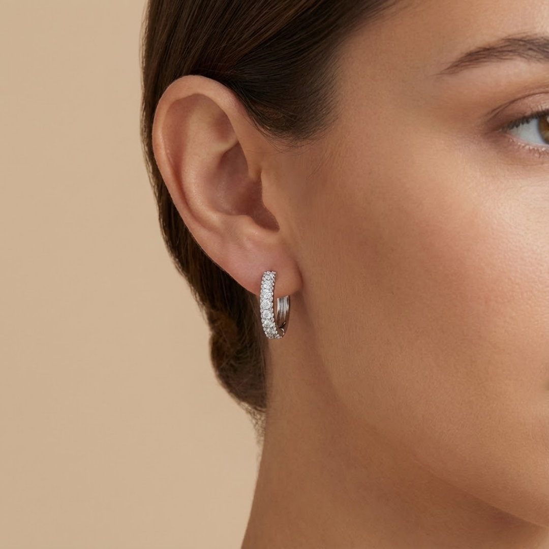 Chloe | Modern Moissanite Earrings | Silver