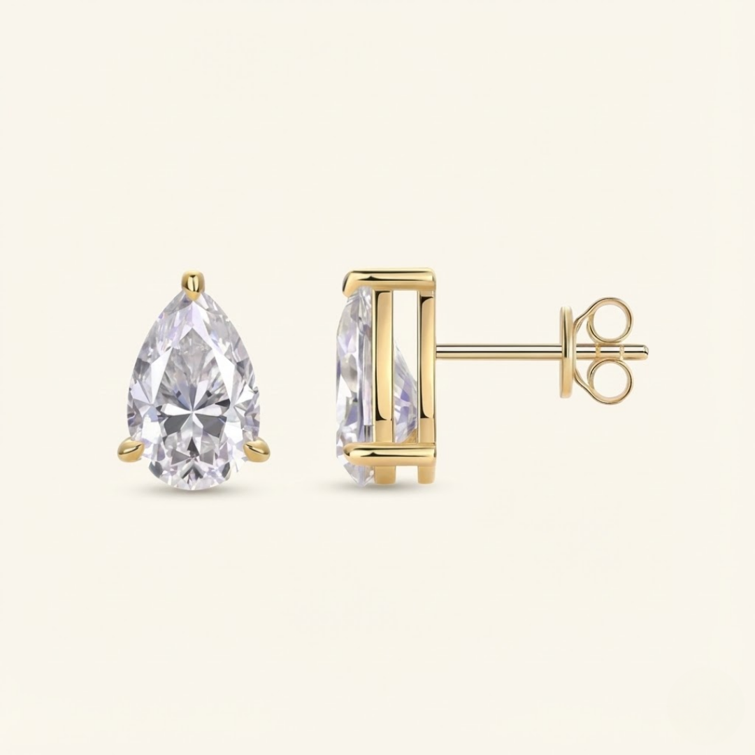 Natalie | Brilliant Moissanite Earrings | Gold