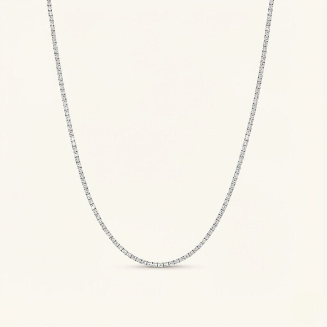 Emily | Moissanite Tennis Necklace 4mm | Silver