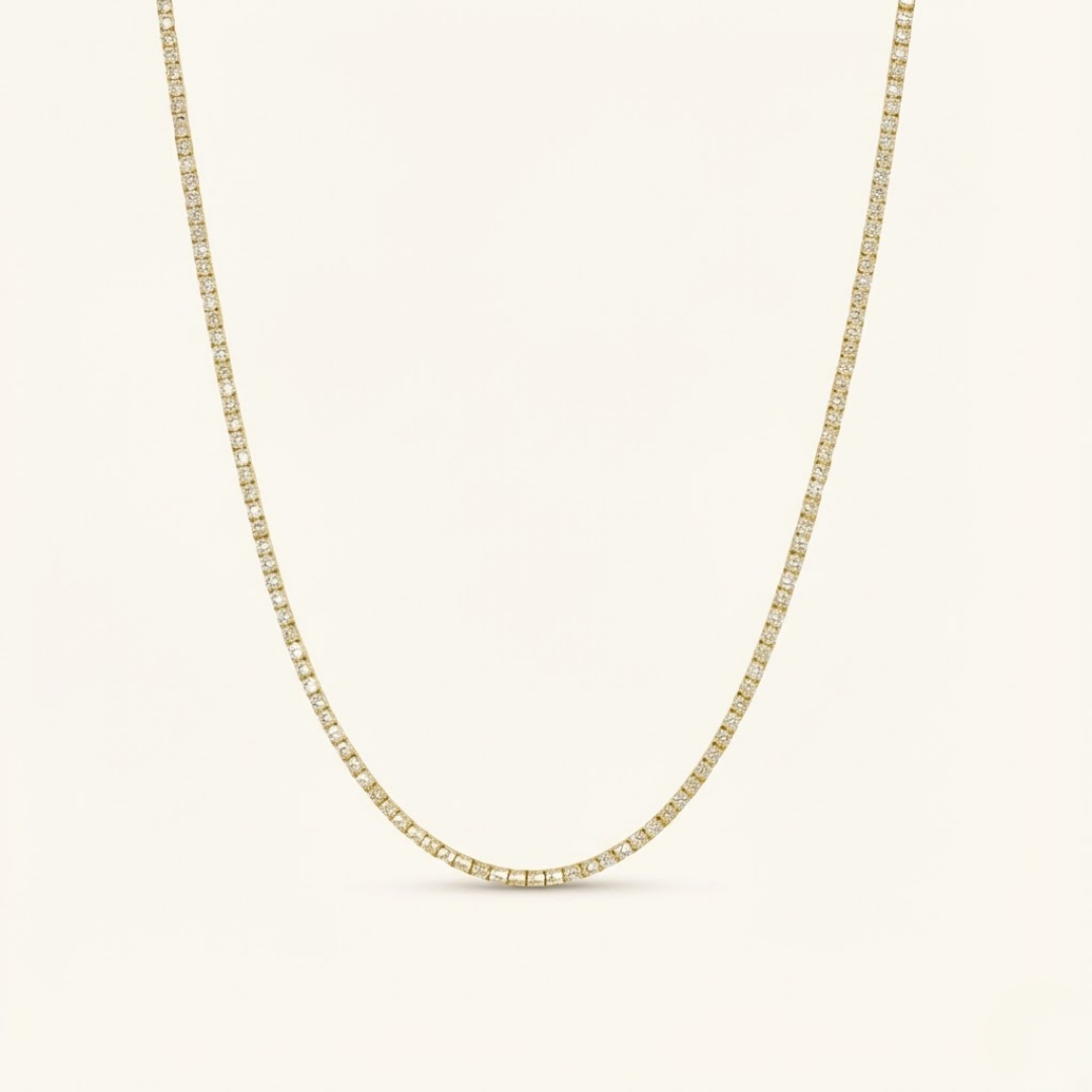 Emily | Moissanite Tennis Necklace 4mm | Silver