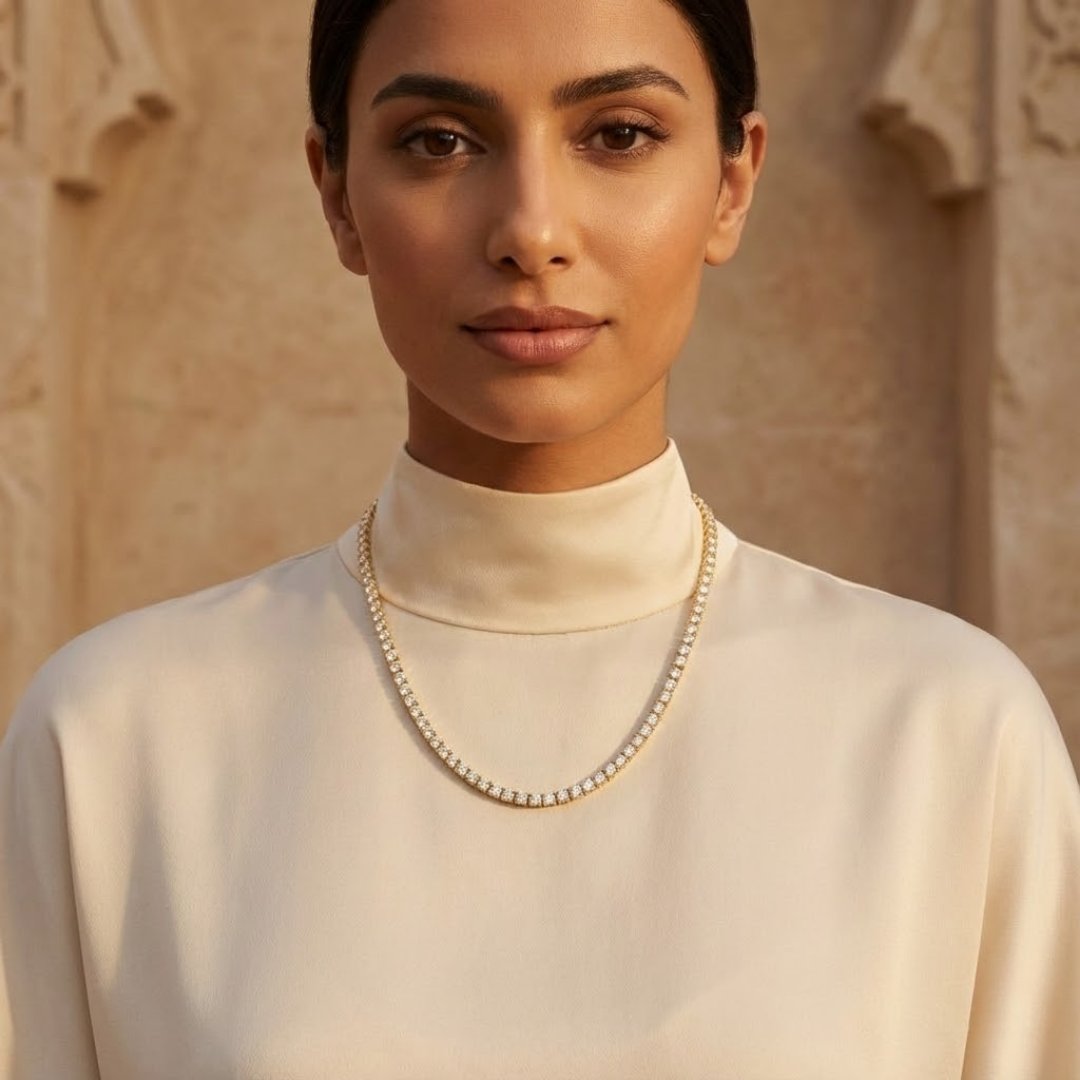 Emily | Moissanite Tennis Necklace 4mm | Silver