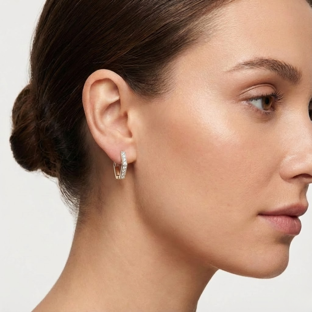Claire | Pure Moissanite Earrings | Gold