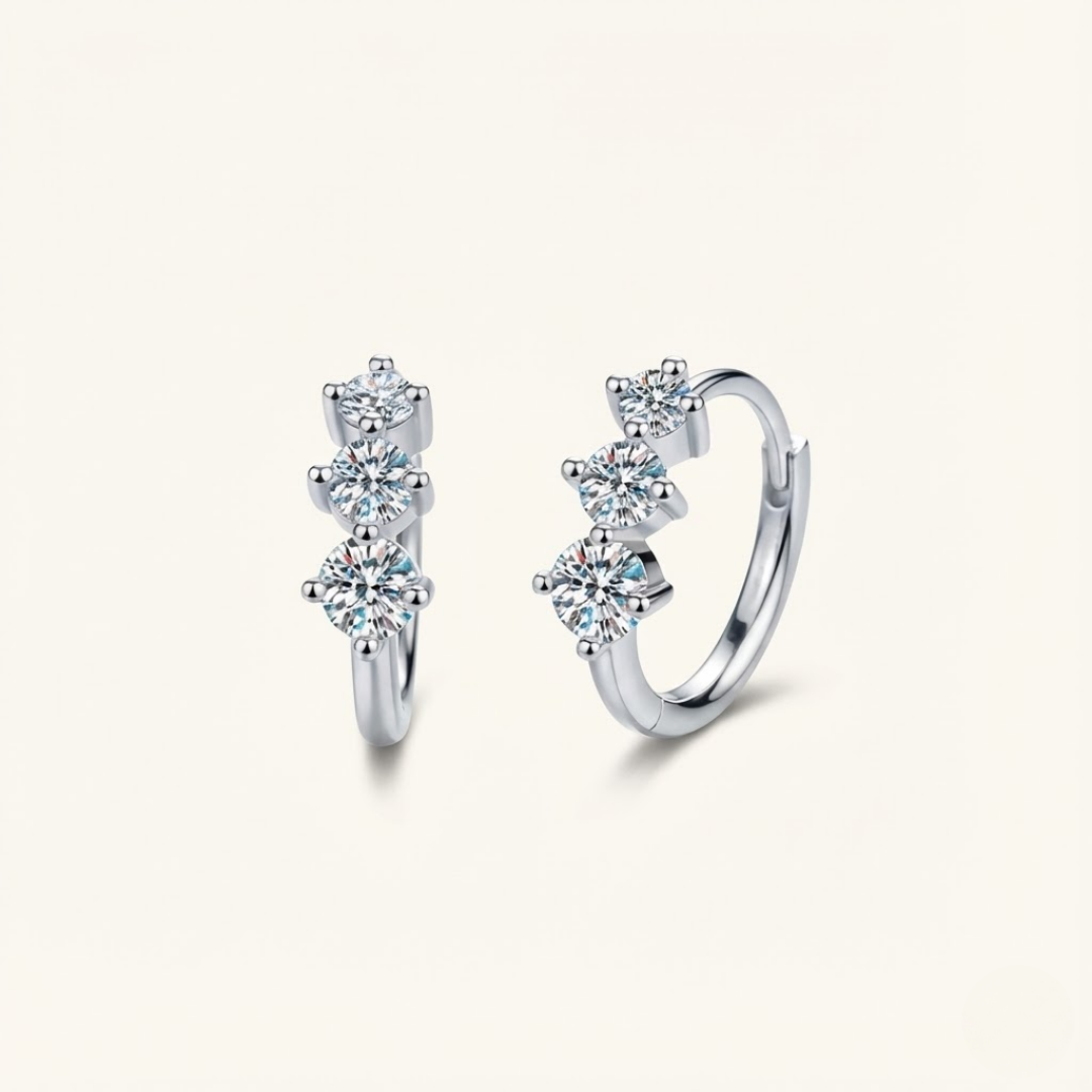 Emily | Moissanite Sparkle Earrings | Silver