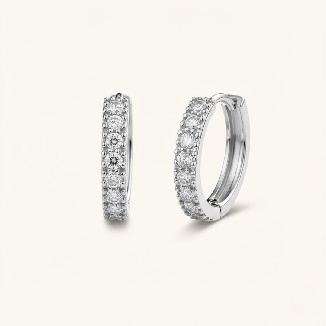 Chloe | Modern Moissanite Earrings | Silver