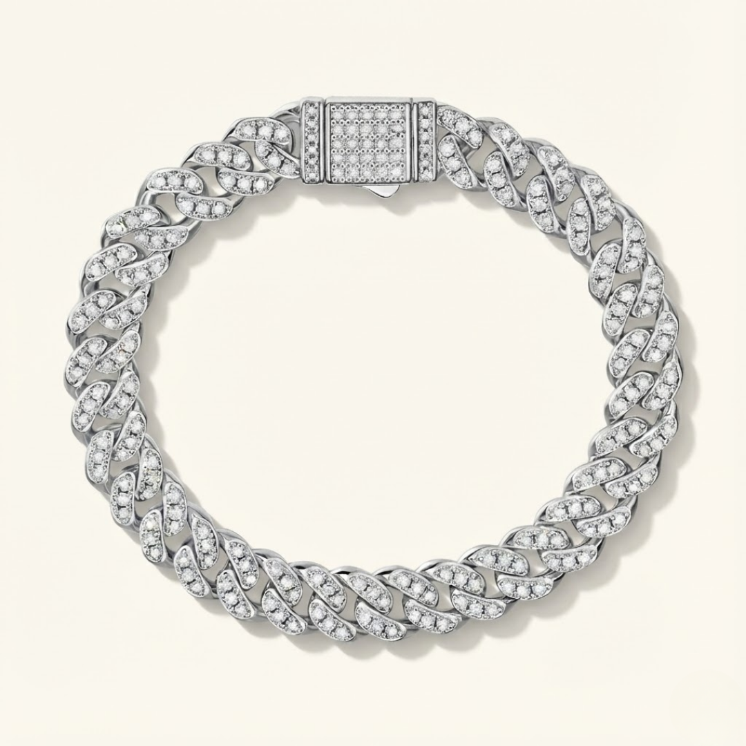 Emily | Moissanite Cuban Bracelet | Silver