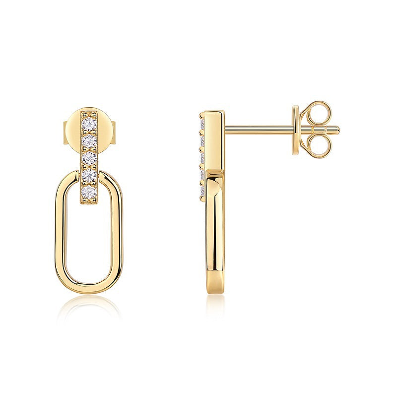 Chloe | Modern Moissanite Earrings | Gold