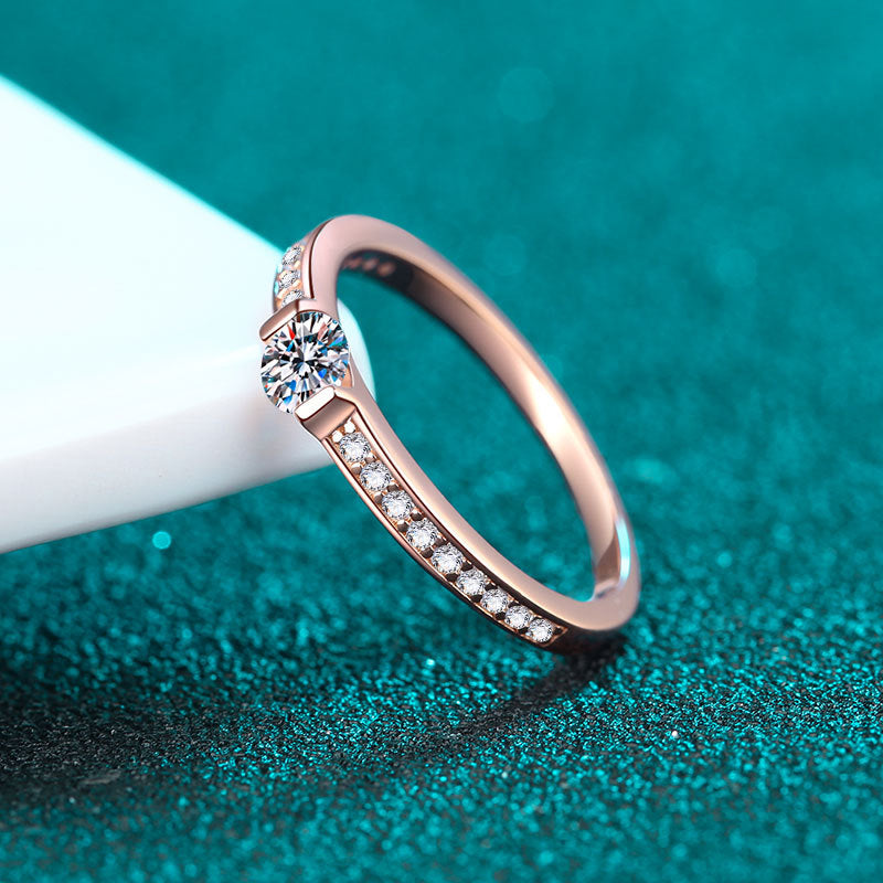 Claire | Pure Moissanite Ring | Rose Gold