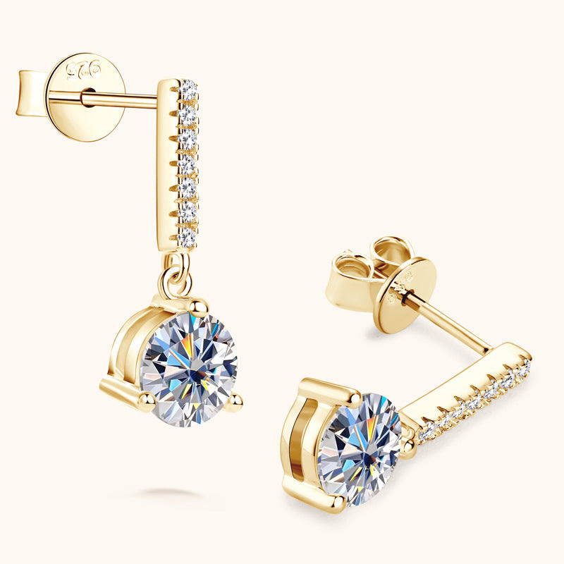 Emma | Classic Moissanite Earrings | Gold