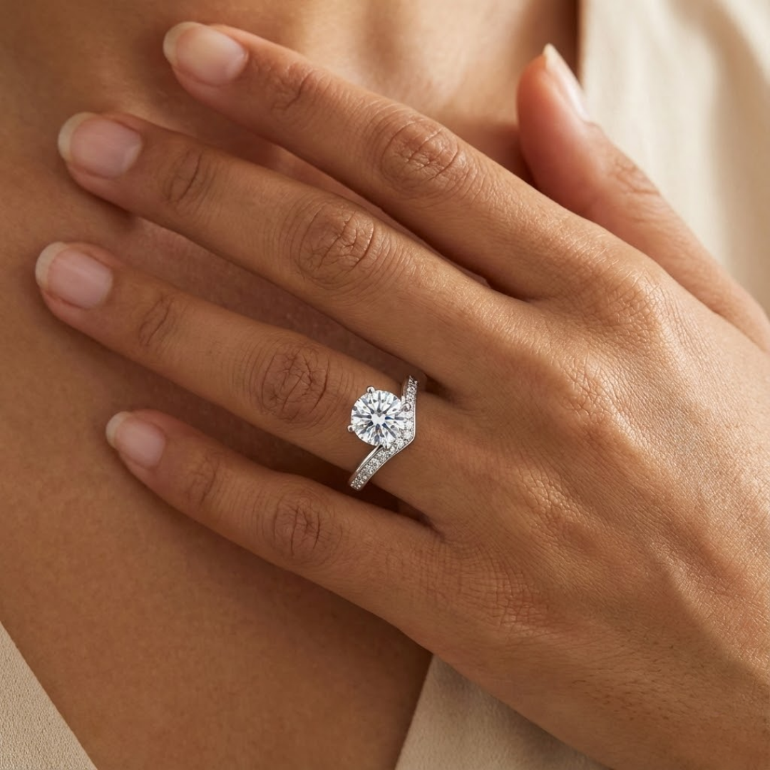 Olivia | Moissanite Sparkle Ring | Silver