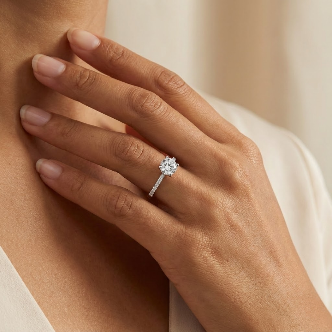 Harper | Luminous Moissanite Ring | Silver