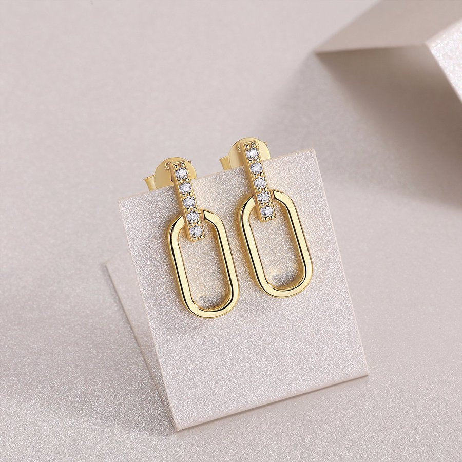 Chloe | Modern Moissanite Earrings | Gold