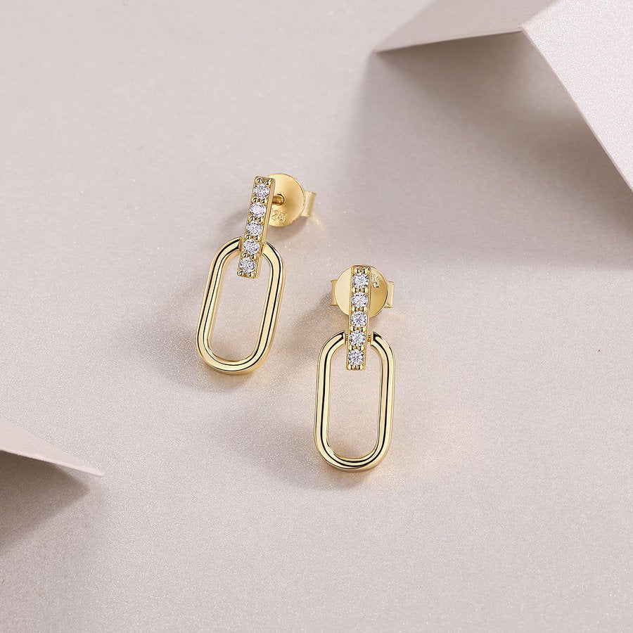Chloe | Modern Moissanite Earrings | Gold