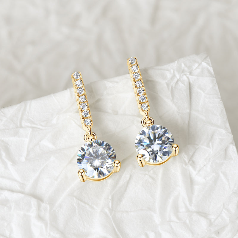 Emma | Classic Moissanite Earrings | Gold