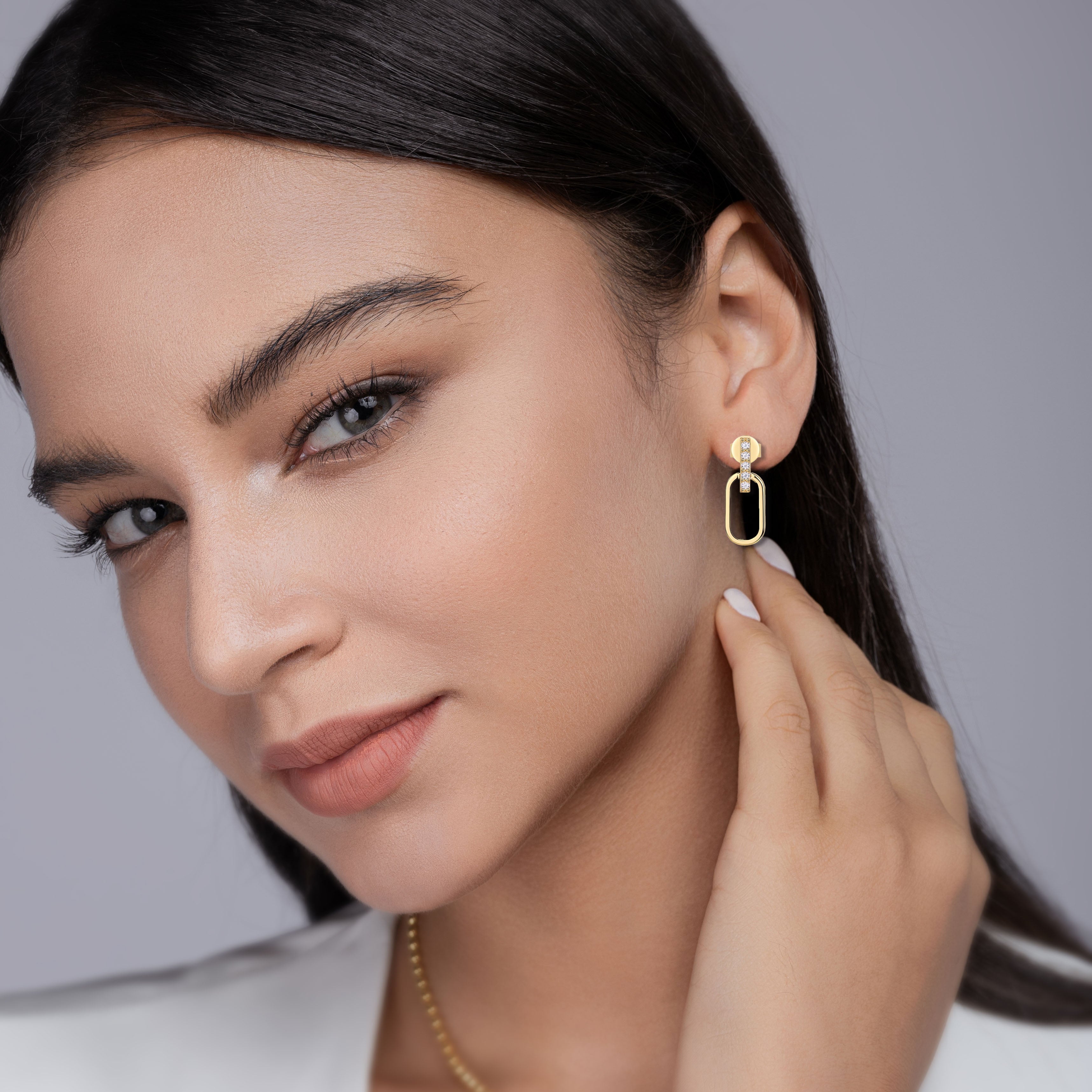 Chloe | Modern Moissanite Earrings | Gold