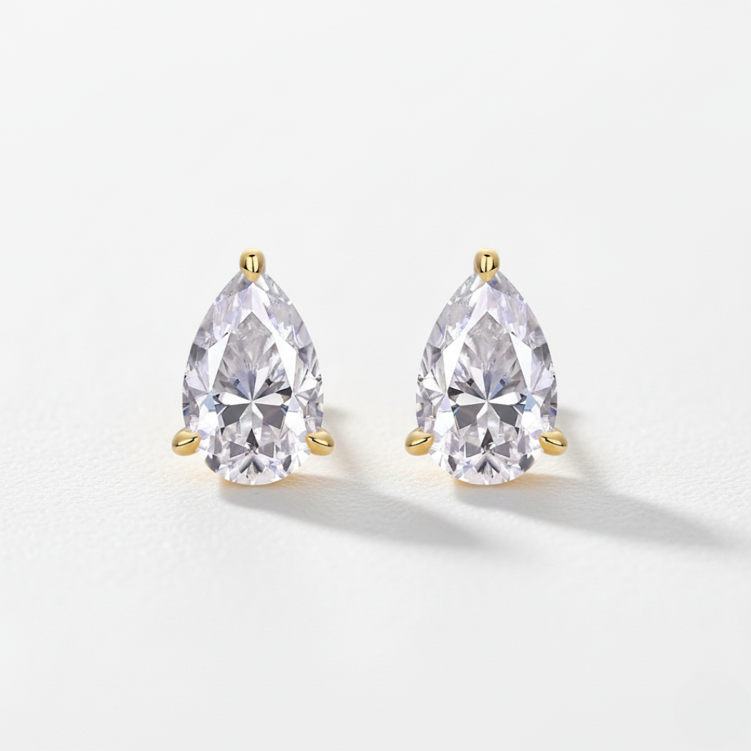 Natalie | Brilliant Moissanite Earrings | Gold
