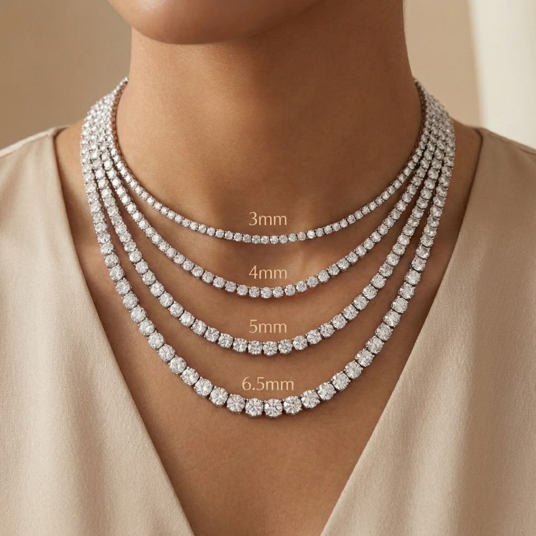 Claire | Moissanite Radiance Tennis Necklace 3mm | Silver
