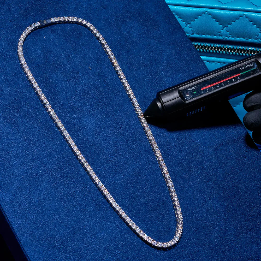 Claire | Moissanite Radiance Tennis Necklace 3mm | Silver