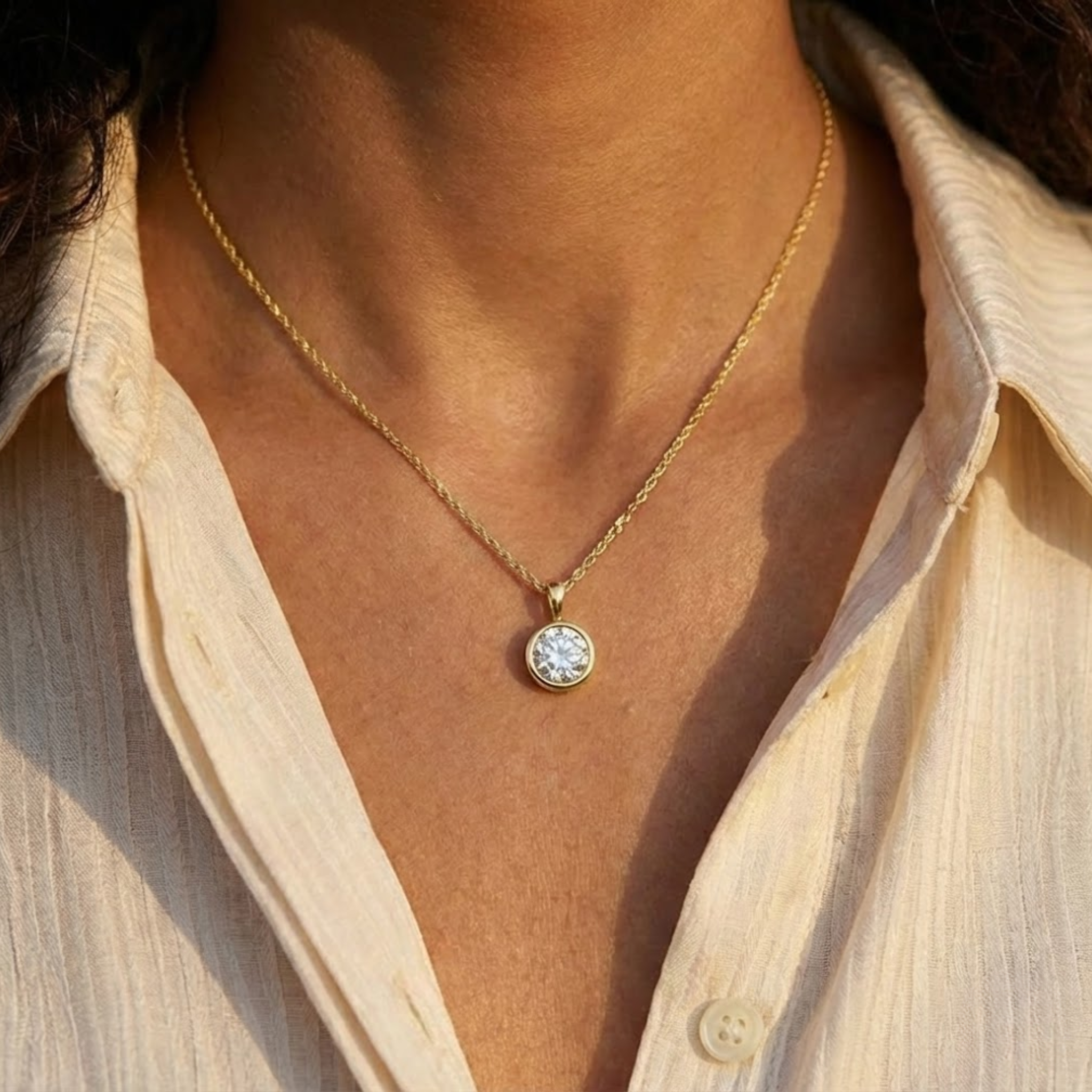 Claire | Pure Moissanite Necklace | Gold