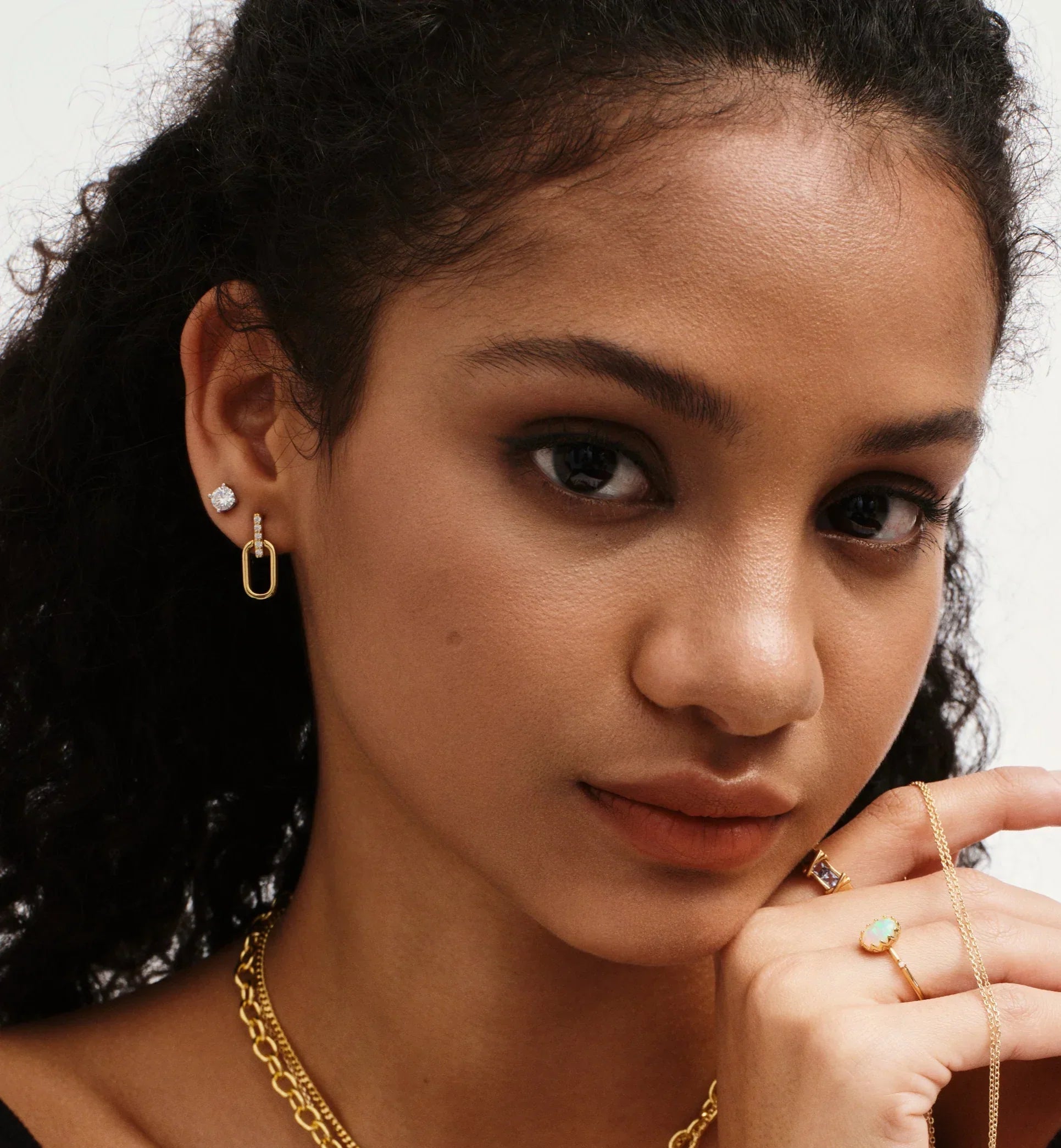 Chloe | Modern Moissanite Earrings | Gold