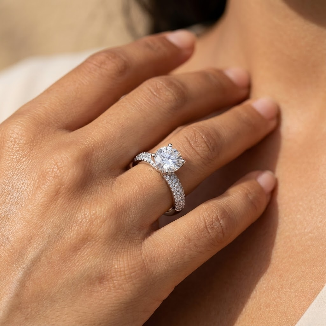 Claire | Pure Moissanite Ring | Silver