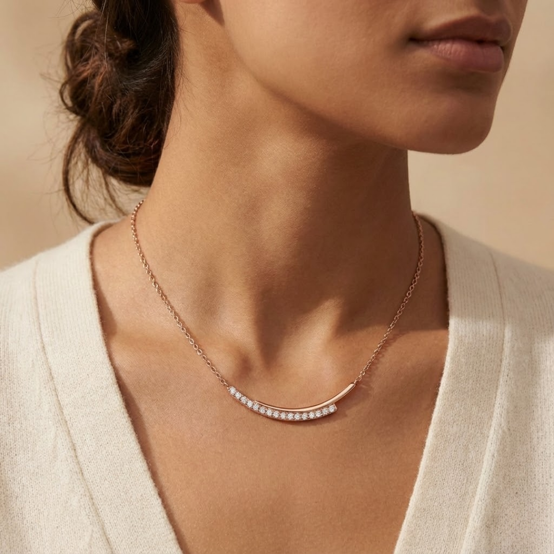 Olivia | Moissanite Sparkle Necklace | Gold