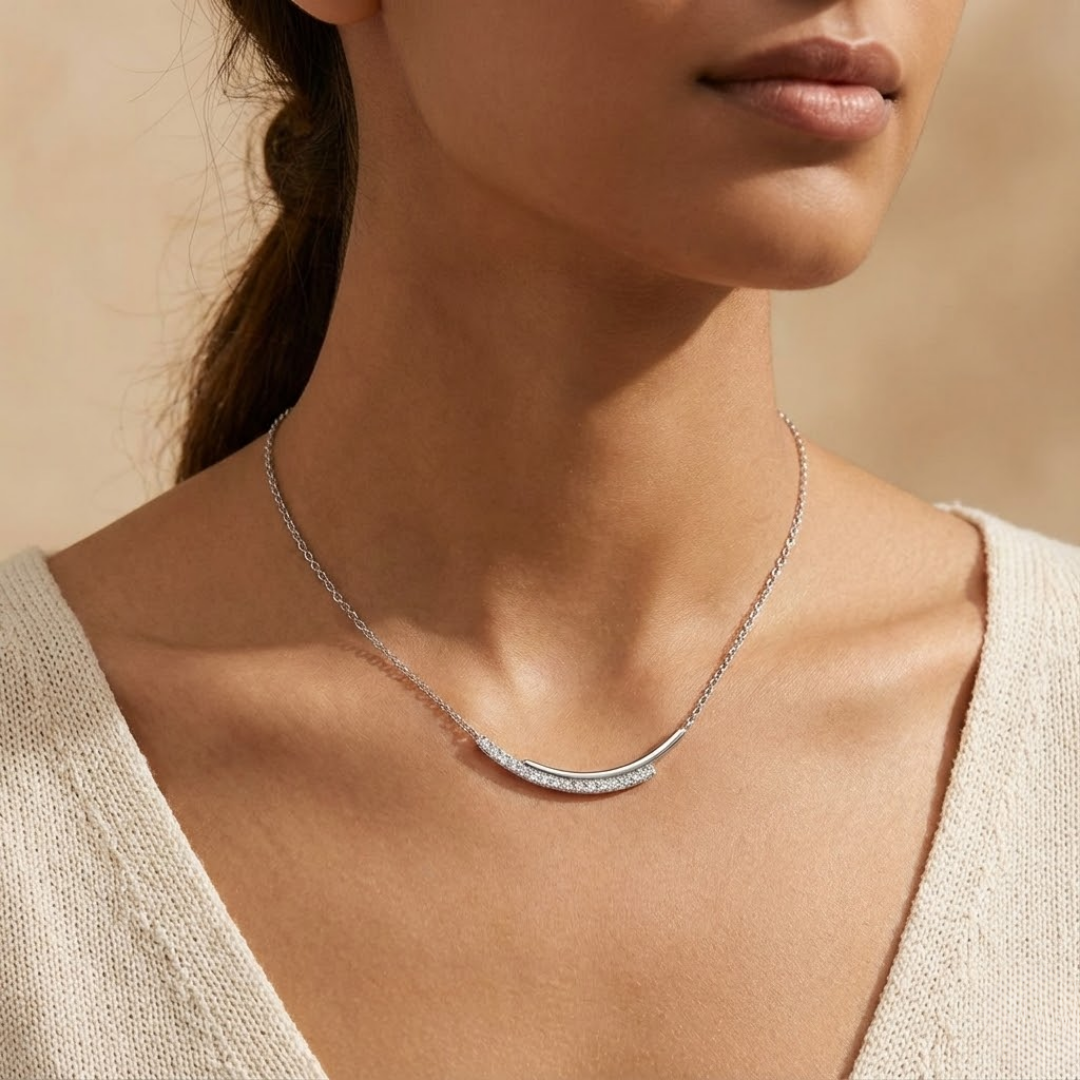 Olivia | Moissanite Sparkle Necklace | Gold