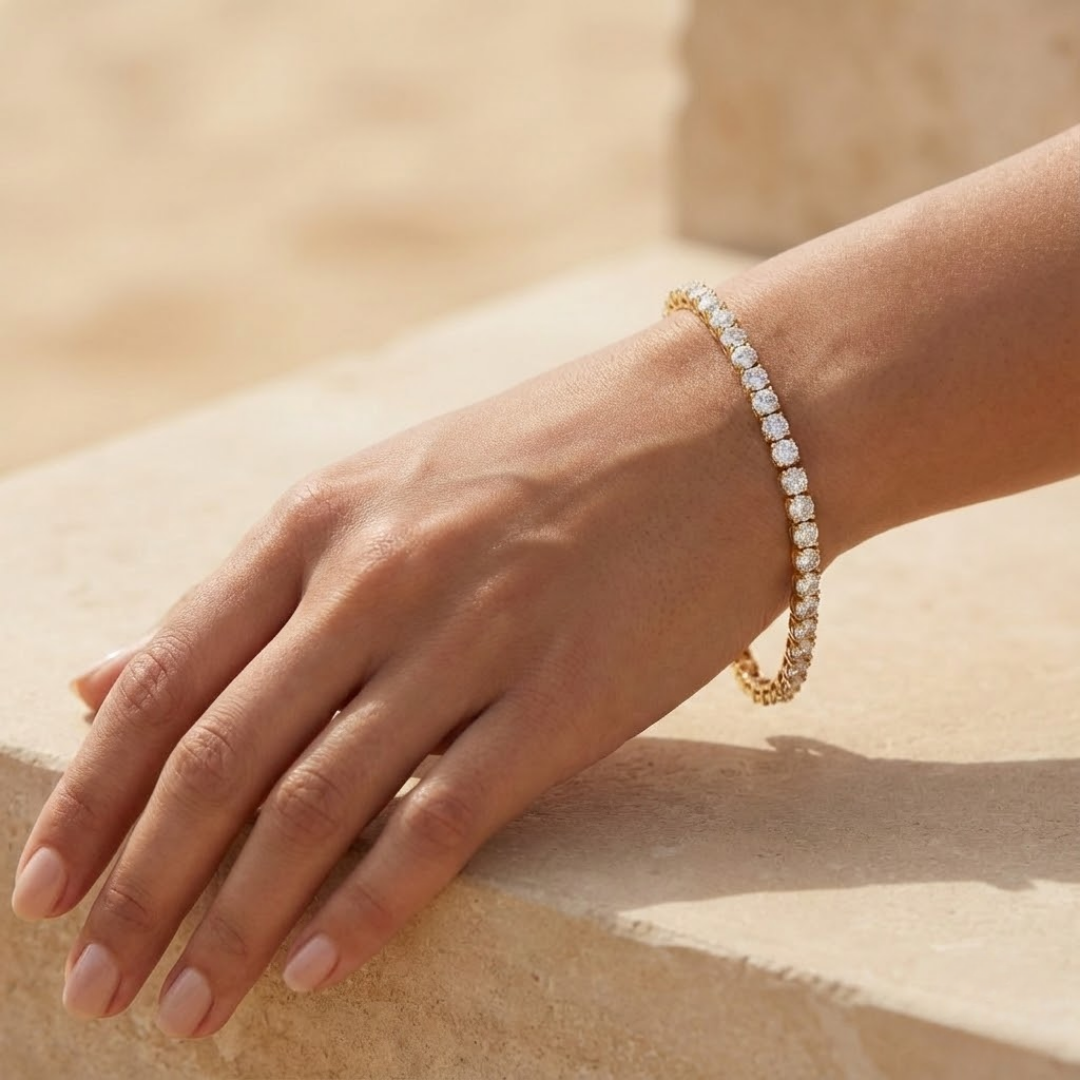 Avery | Sculpted Moissanite Tennis Bracelet 3mm | Silver