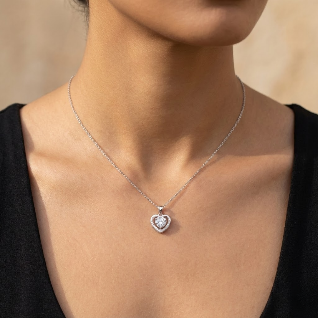 Claire | Pure Moissanite Necklace | Silver