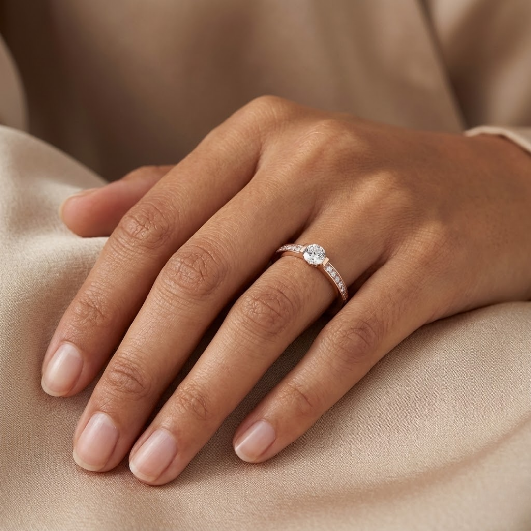 Claire | Pure Moissanite Ring | Rose Gold