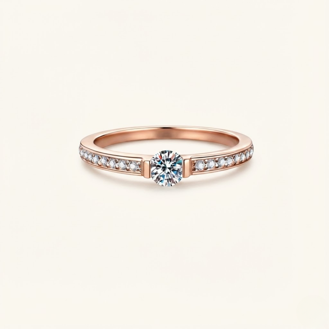 Claire | Pure Moissanite Ring | Rose Gold