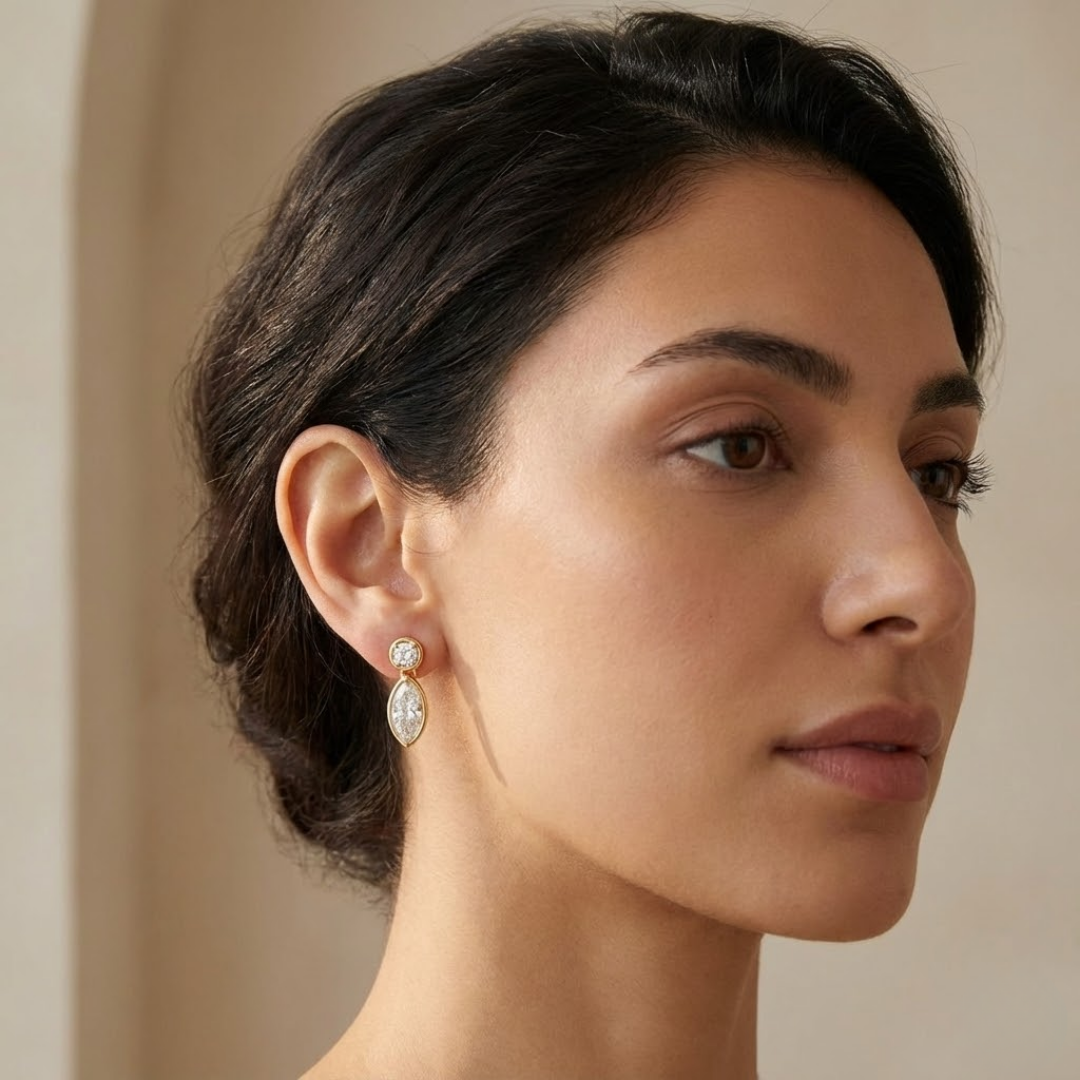 Olivia | Moissanite Radiance Earrings | Gold