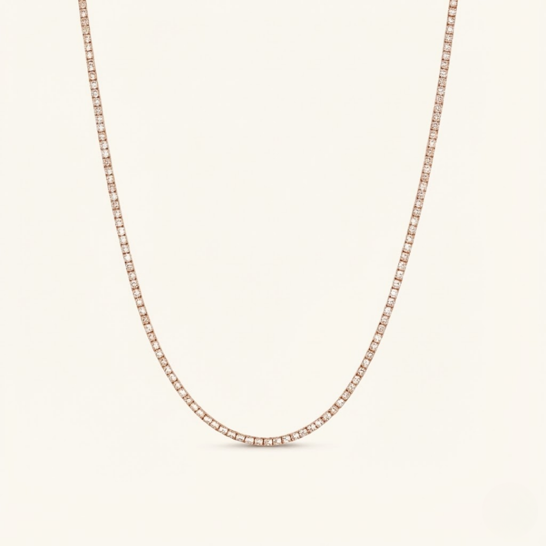 Emily | Moissanite Tennis Necklace 4mm | Silver