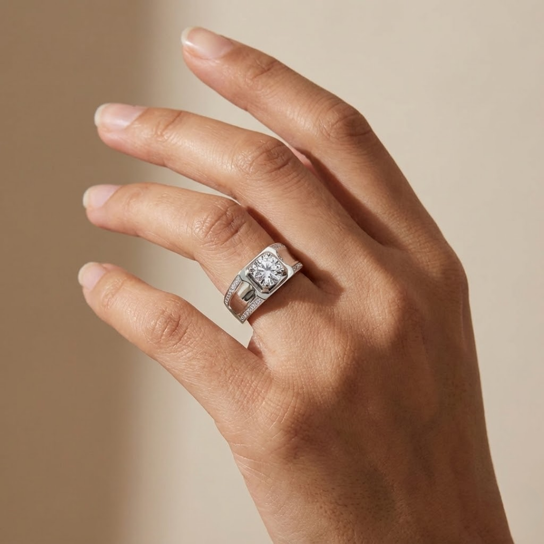 Emily | Moissanite Radiance Ring | Silver