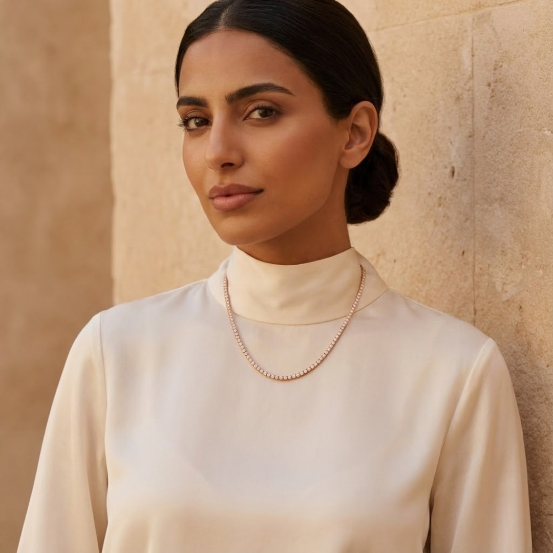 Emily | Moissanite Tennis Necklace 4mm | Silver