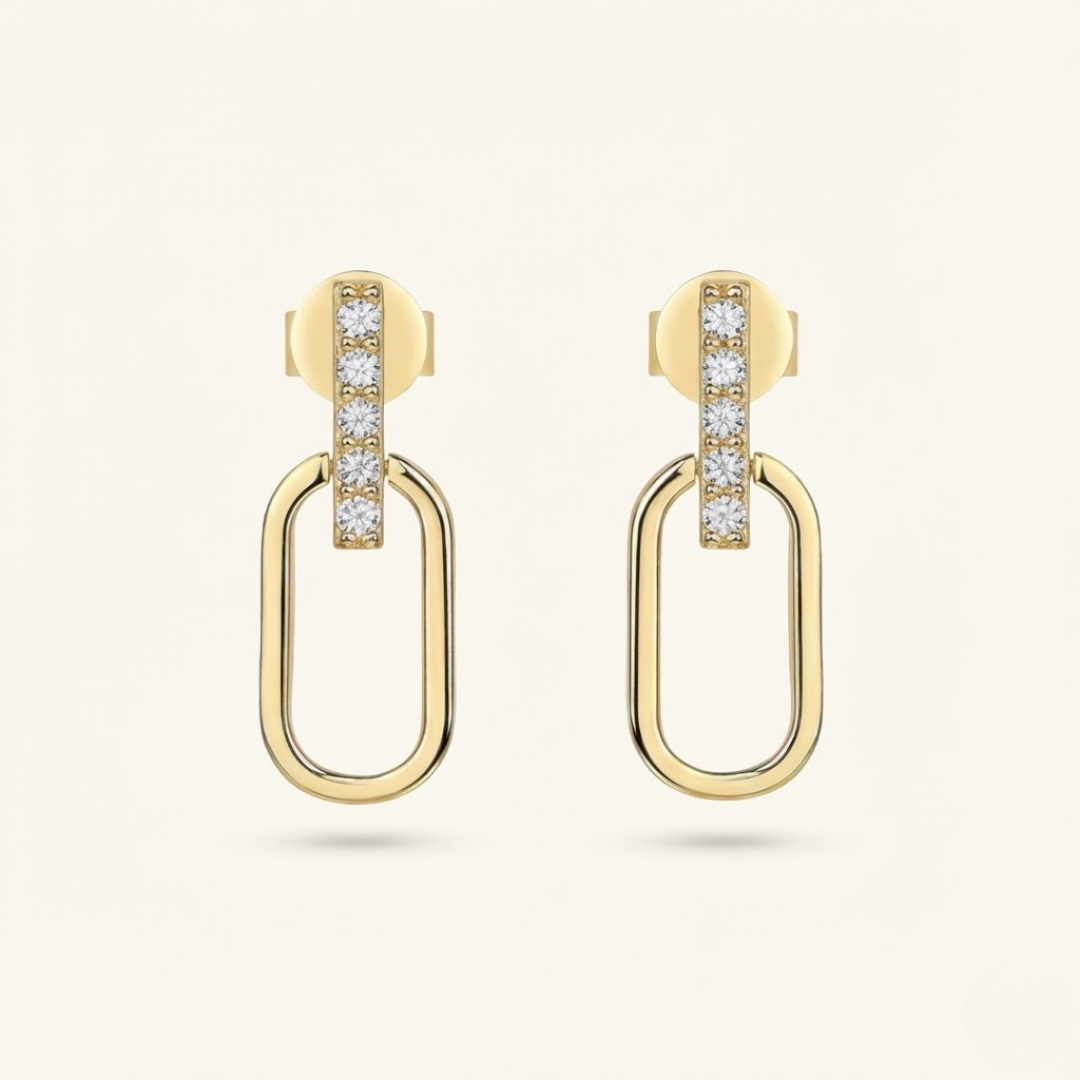 Chloe | Modern Moissanite Earrings | Gold