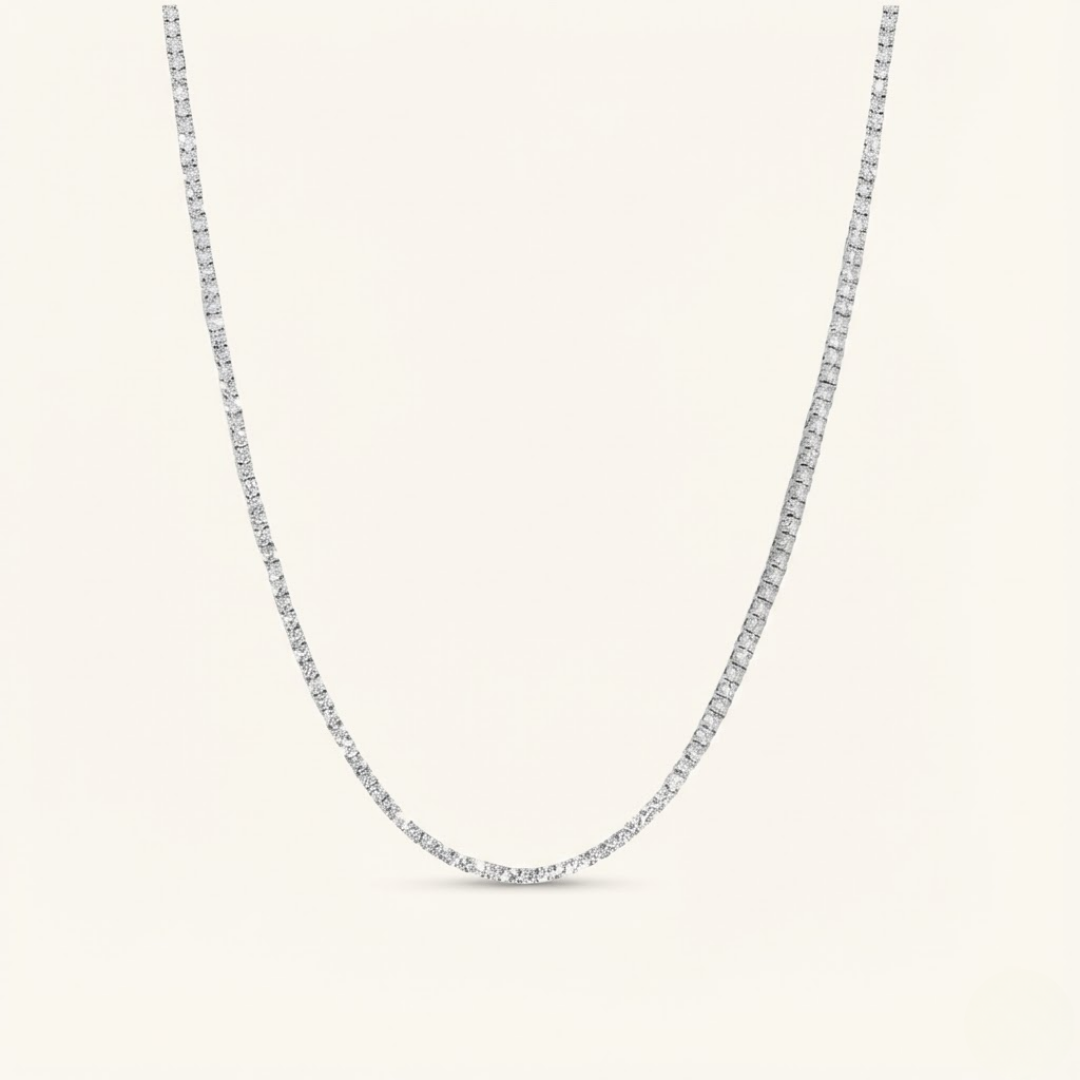 Claire | Moissanite Radiance Tennis Necklace 3mm | Silver