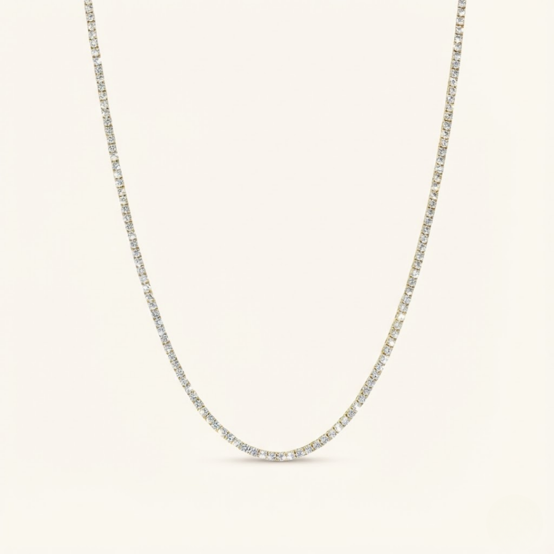 Claire | Moissanite Radiance Tennis Necklace 3mm | Silver