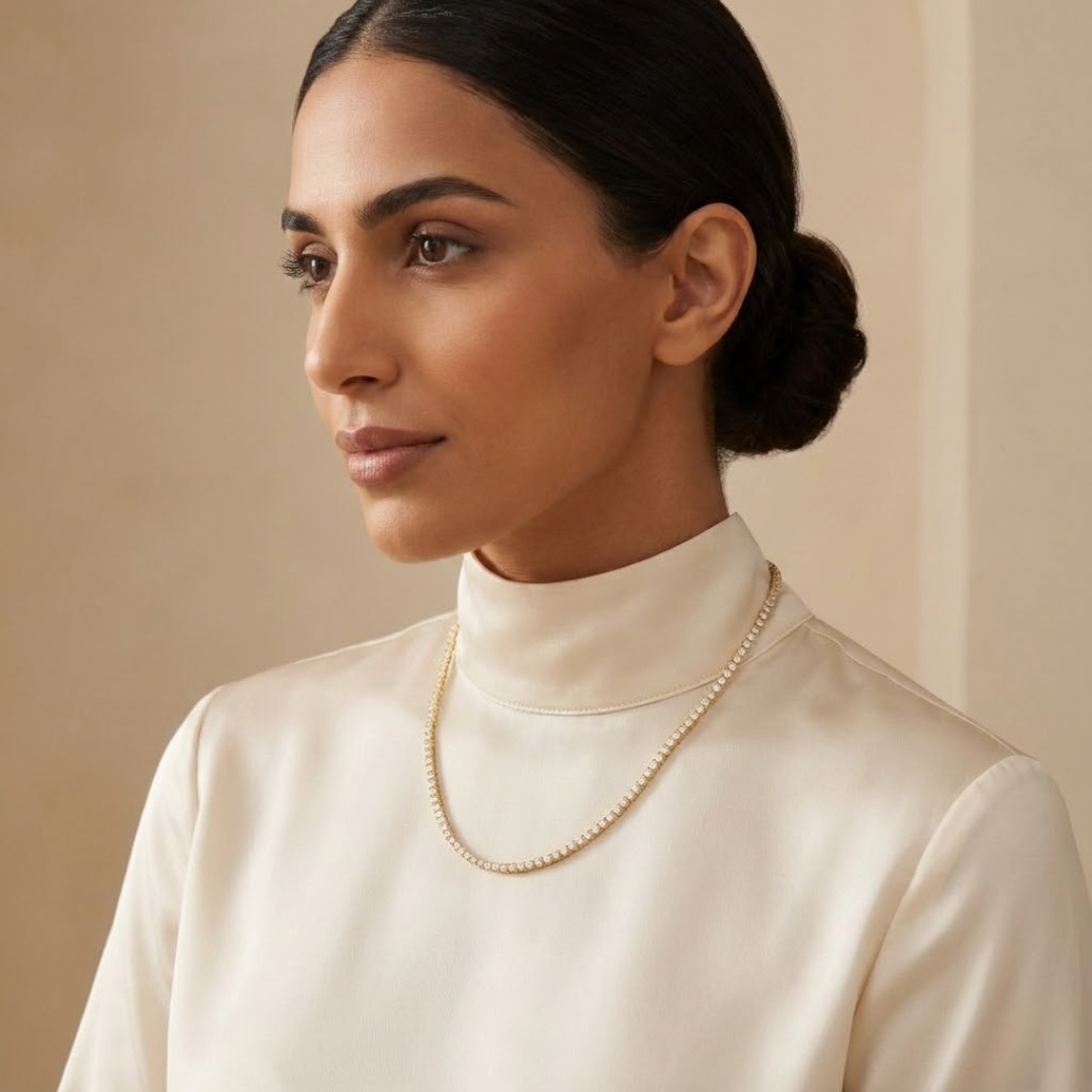 Claire | Moissanite Radiance Tennis Necklace 3mm | Silver