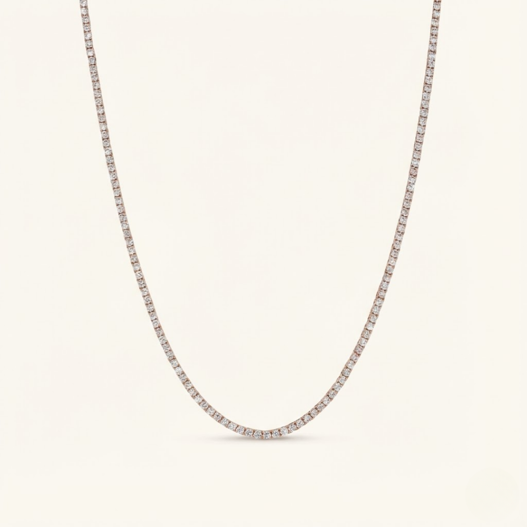 Claire | Moissanite Radiance Tennis Necklace 3mm | Silver