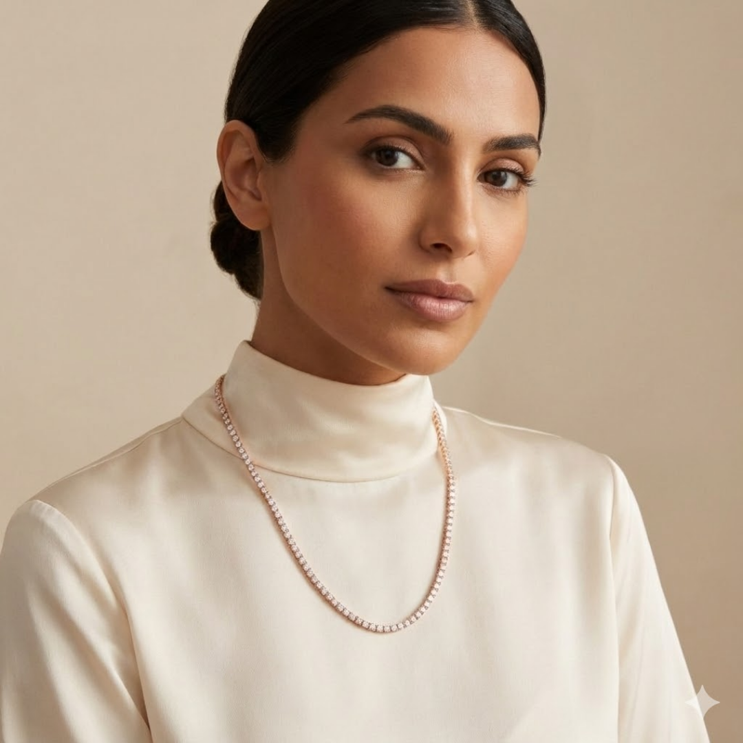 Claire | Moissanite Radiance Tennis Necklace 3mm | Silver