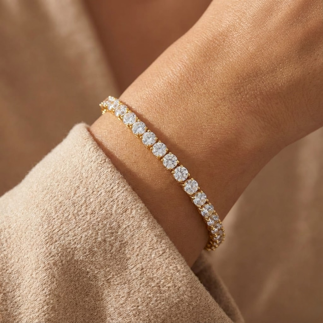 Emma | Signature Moissanite Tennis Bracelet 5mm | Gold