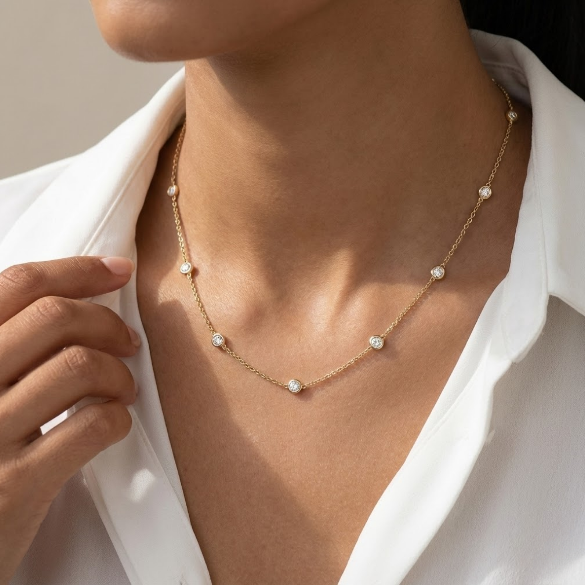 Madison | Solitaire Moissanite Necklace | Gold