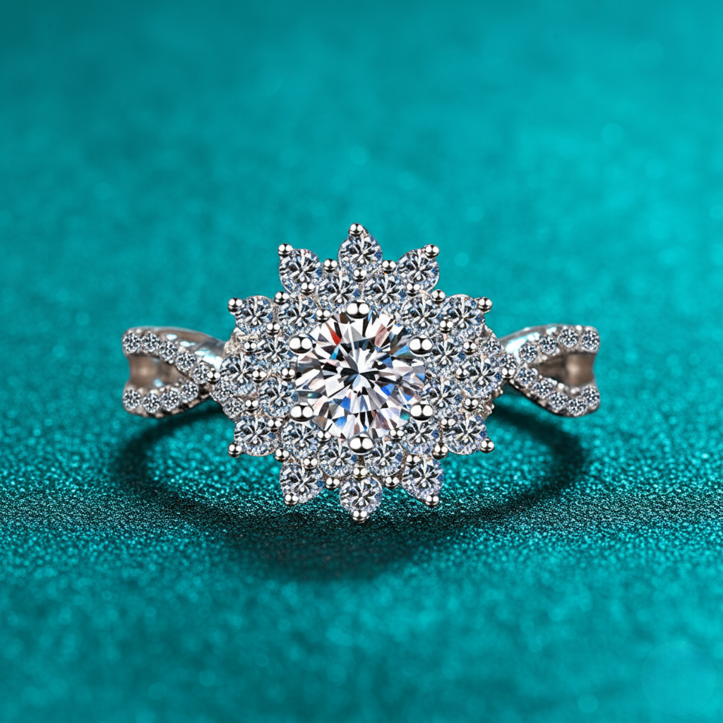 Olivia | Moissanite Sparkle Ring | Silver