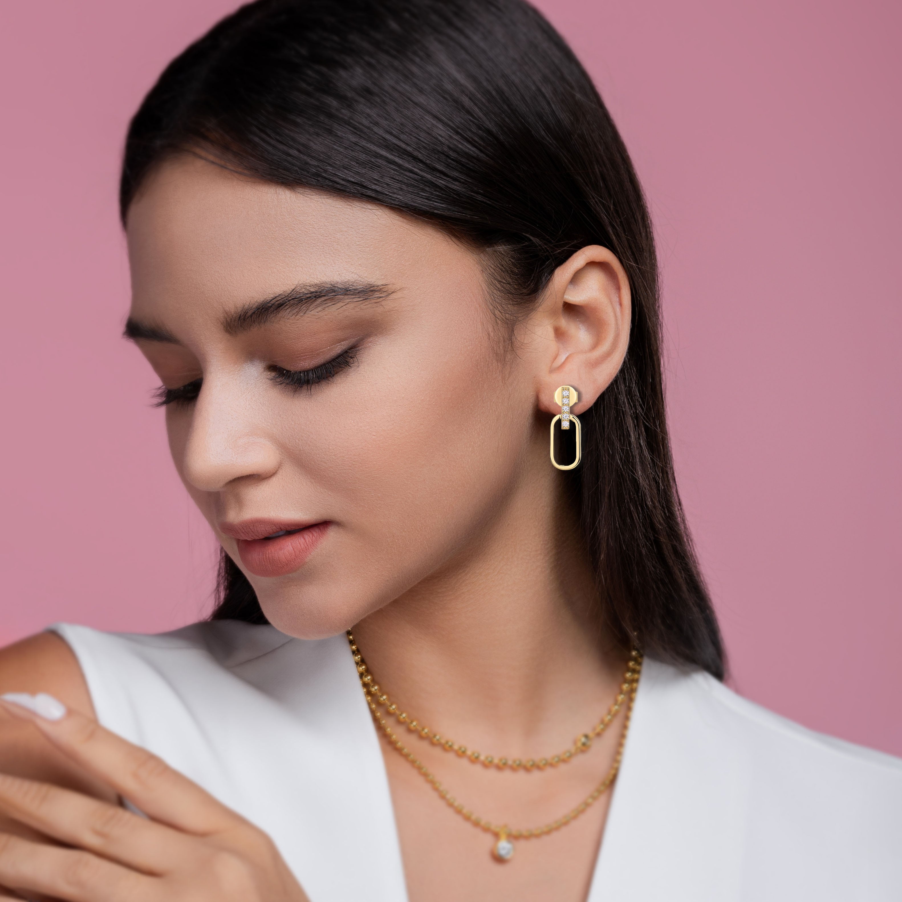 Chloe | Modern Moissanite Earrings | Gold