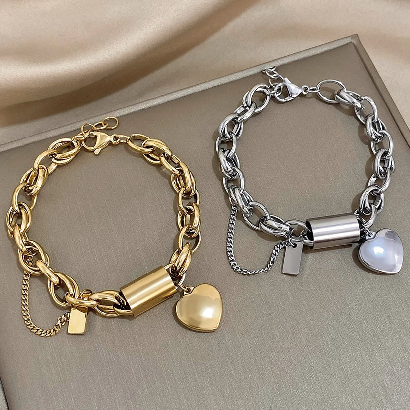 Olivia | Chunky Heart Bracelet | Gold